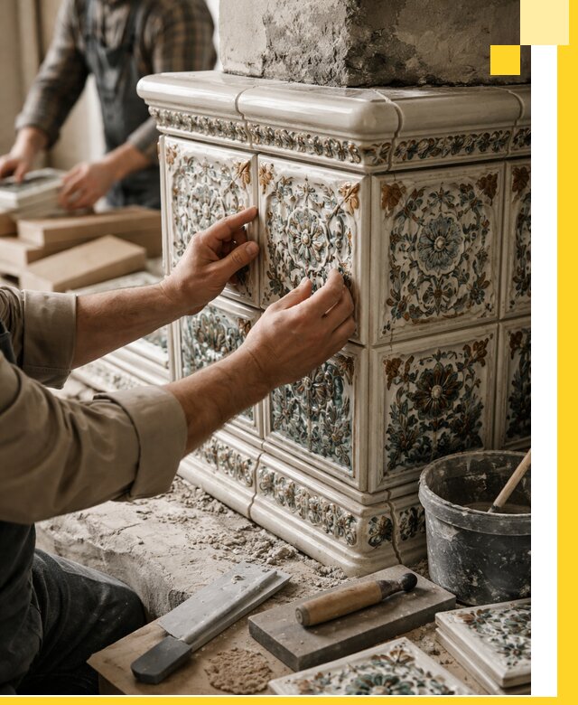 Изразцовые камины под ключ в Верхнем Уфалее: проект и монтаж