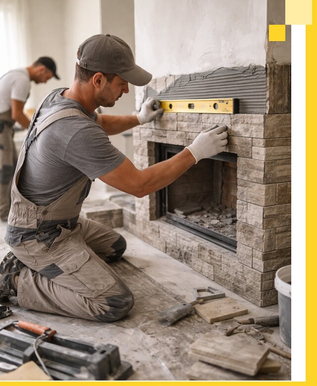 Облицовка каминов в Верхнем Уфалее, монтаж и отделка натуральным камнем