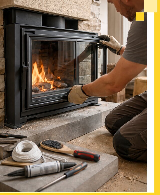 Производство, монтаж и доставка каминов со стеклом в Верхнем Уфалее