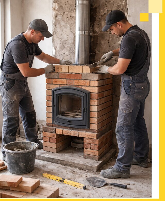 Монтаж печи камина под ключ в Верхнем Уфалее с гарантией и пусконаладкой