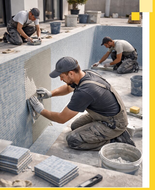 Облицовка бассейнов в Верхнем Уфалее плитка мозаика гидроизоляция