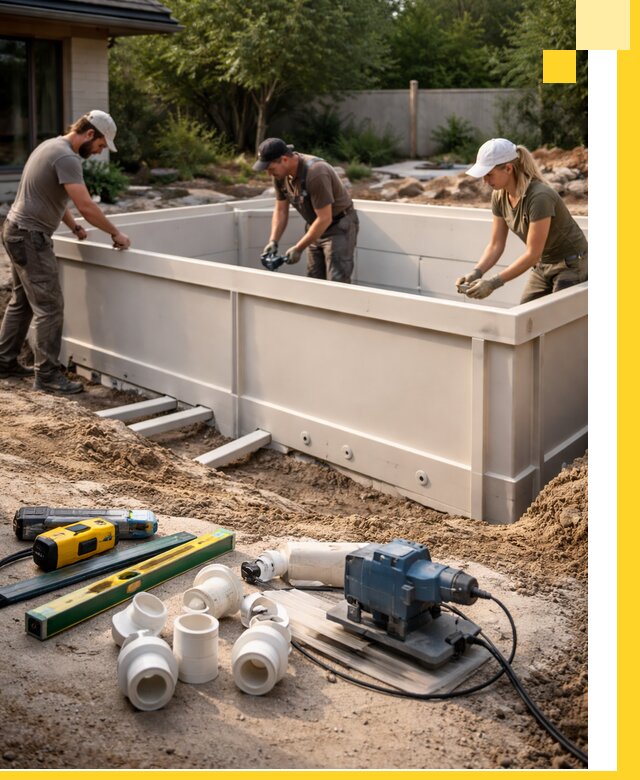 Установка полипропиленовых бассейнов под ключ в Верхнем Уфалее