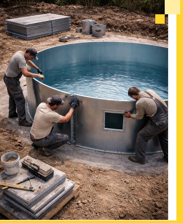 Круглые бассейны под ключ в Верхнем Уфалее проектирование и монтаж