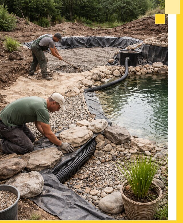 Строительство природных бассейнов и озер в Верхнем Уфалее под ключ