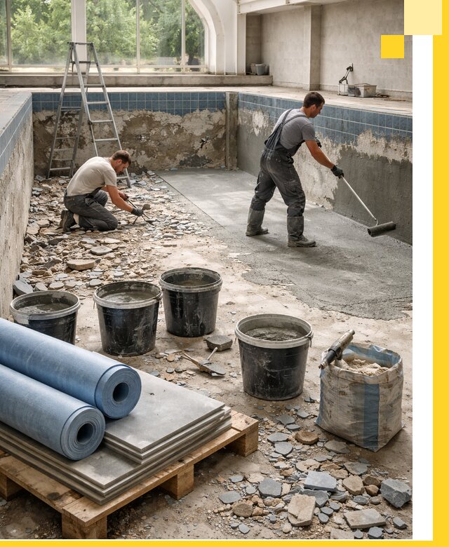 Реконструкция бассейнов в Верхнем Уфалее: ремонт, гидроизоляция