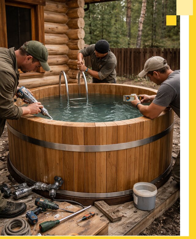 Строительство бань с купелью под ключ и отделкой в Верхнем Уфалее