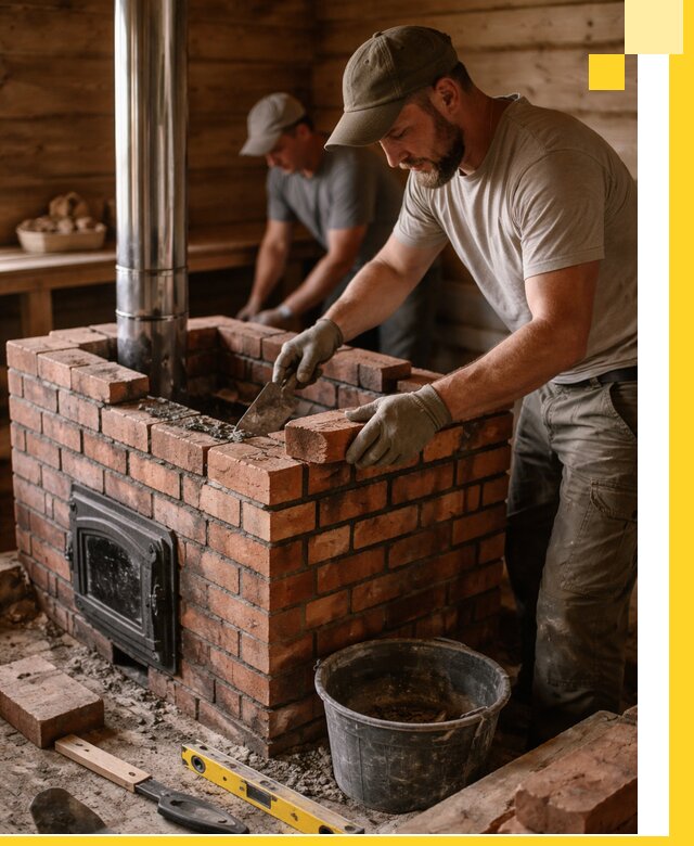 Кирпичные печи для бани под ключ в Верхнем Уфалее, проект и монтаж