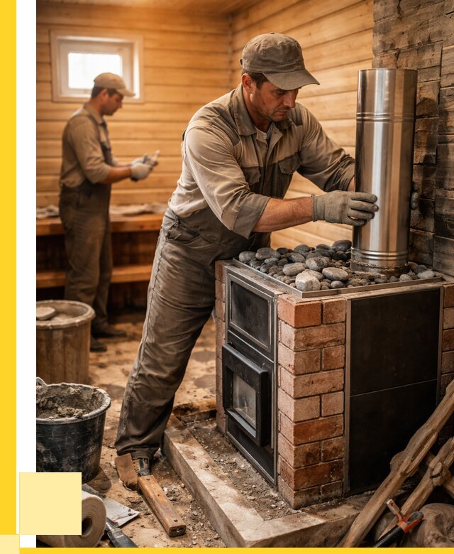 Монтаж печи в бане под ключ в Верхнем Уфалее от 20468 р. | ЭриданВрф