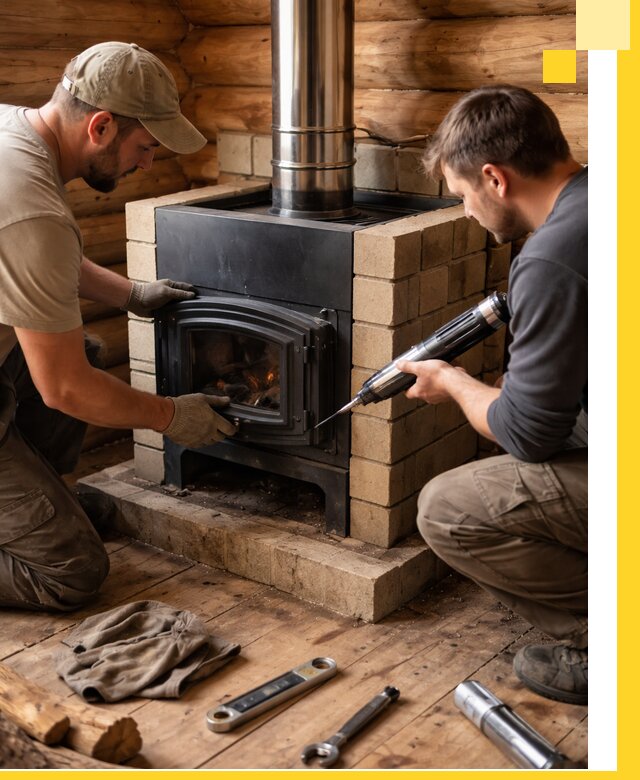 Монтаж и установка печи в бане под ключ с гарантией в Верхнем Уфалее