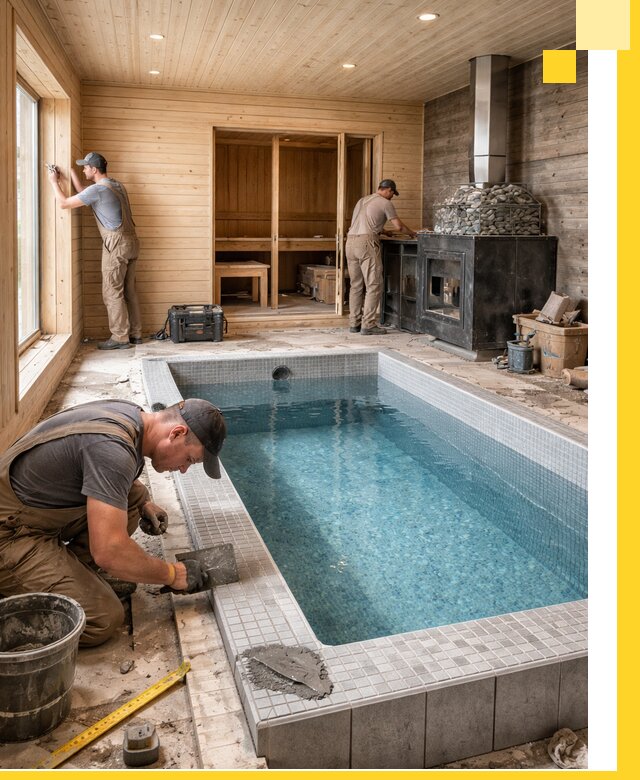 Проект бани с бассейном и сауной в Верхнем Уфалее под ключ