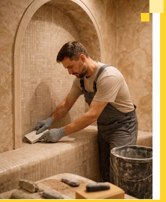 Профессиональная отделка хамамов с мозаикой под ключ в Верхнем Уфалее