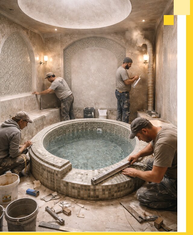 Профессиональное строительство хамама с бассейном в Верхнем Уфалее под ключ