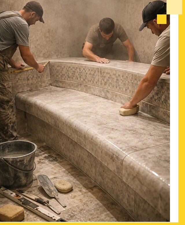 Изготовление и установка сидений для хамама в Верхнем Уфалее